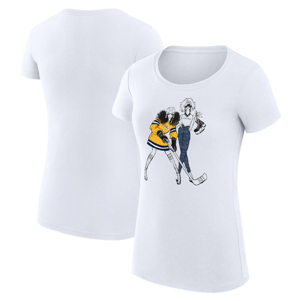 NHL Nashville Predators G-III 4Her by Carl Banks Women's Super-Slim Fit Lightweight Hockey Girls T-Shirt