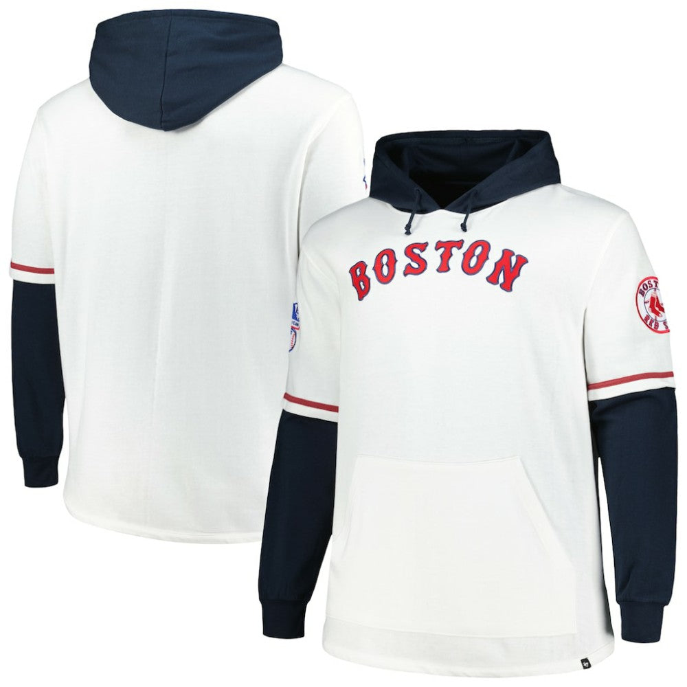 White/Navy Boston Red Sox '47 Big & Tall Trifecta Shortstop Pullover Hoodie