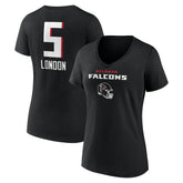 Drake London Women's Team Wordmark Player Name & Number V-Neck T-Shirt - Atlanta Falcons T-shirts