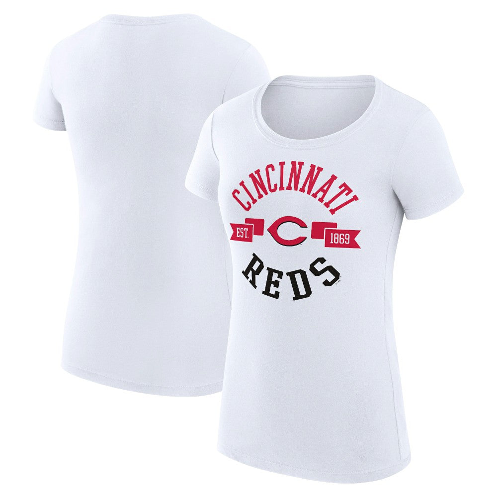 White Cincinnati Reds G-III 4Her by Carl Banks Women's Super-Slim Fit Lightweight City Graphic T-Shirt