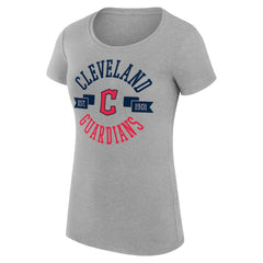 Heather Gray Cleveland Guardians G-III 4Her by Carl Banks Women's Super-Slim Fit Lightweight City Graphic T-Shirt