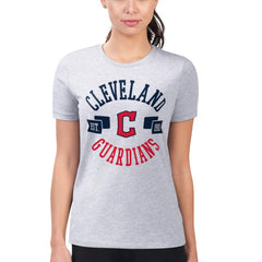 Heather Gray Cleveland Guardians G-III 4Her by Carl Banks Women's Super-Slim Fit Lightweight City Graphic T-Shirt