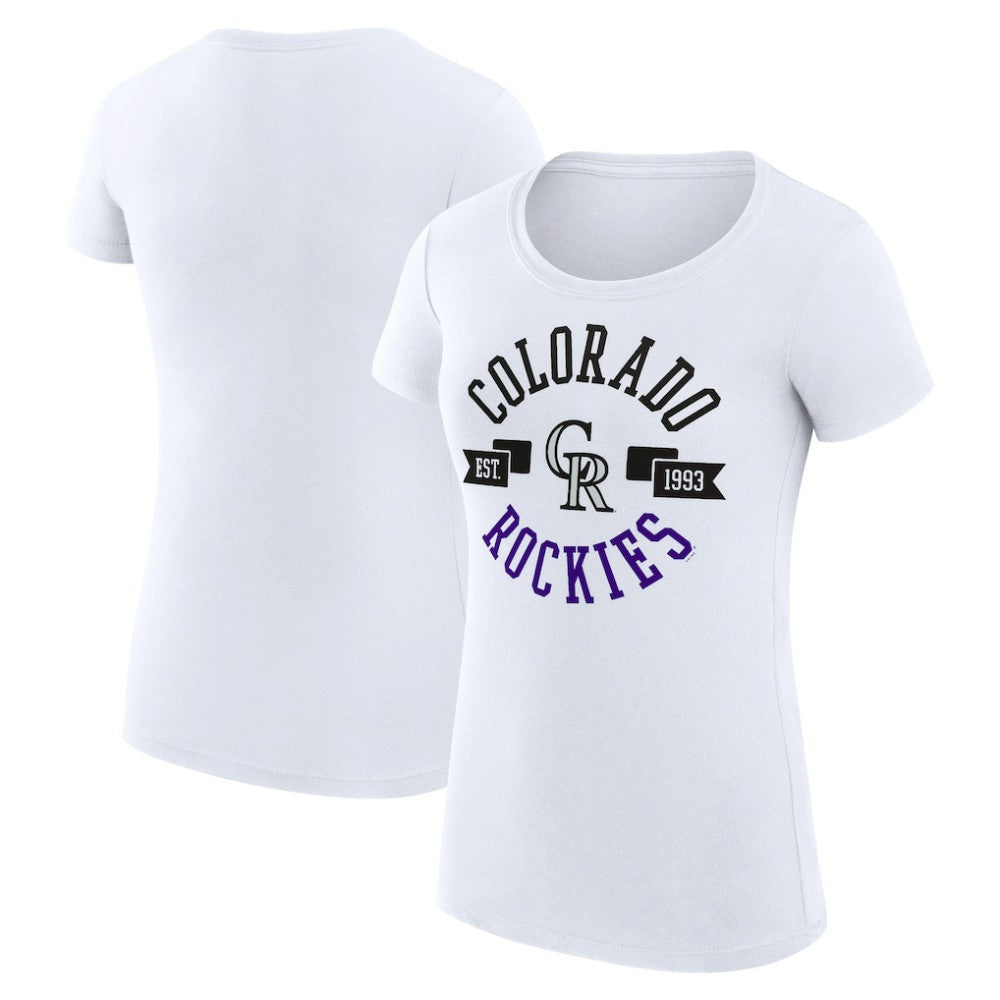 White Colorado Rockies G-III 4Her by Carl Banks Women's Super-Slim Fit Lightweight City Graphic T-Shirt