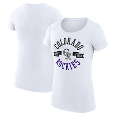 White Colorado Rockies G-III 4Her by Carl Banks Women's Super-Slim Fit Lightweight City Graphic T-Shirt