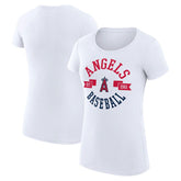 White Los Angeles Angels G-III 4Her by Carl Banks Women's Super-Slim Fit Lightweight City Graphic T-Shirt