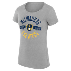 Heather Gray Milwaukee Brewers G-III 4Her by Carl Banks Women's Super-Slim Fit Lightweight City Graphic T-Shirt