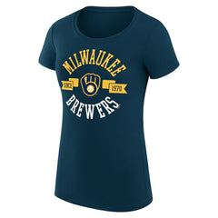 Navy Milwaukee Brewers G-III 4Her by Carl Banks Women's Super-Slim Fit Lightweight City Graphic T-Shirt
