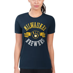 Navy Milwaukee Brewers G-III 4Her by Carl Banks Women's Super-Slim Fit Lightweight City Graphic T-Shirt