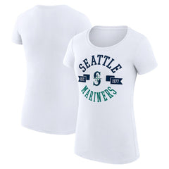 White Seattle Mariners G-III 4Her by Carl Banks Women's Super-Slim Fit Lightweight City Graphic T-Shirt
