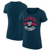 Navy Washington Nationals G-III 4Her by Carl Banks Women's Super-Slim Fit Lightweight City Graphic T-Shirt