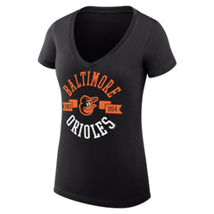 Black Baltimore Orioles G-III 4Her by Carl Banks Women's Super-Slim Fit Lightweight City Graphic V-Neck T-Shirt