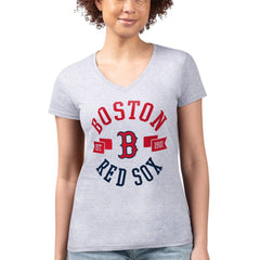 Heather Gray Boston Red Sox G-III 4Her by Carl Banks Women's Super-Slim Fit Lightweight City Graphic V-Neck T-Shirt