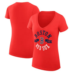 Red Boston Red Sox G-III 4Her by Carl Banks Women's Super-Slim Fit Lightweight City Graphic V-Neck T-Shirt