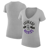 Heather Gray Colorado Rockies G-III 4Her by Carl Banks Women's Super-Slim Fit Lightweight City Graphic V-Neck T-Shirt