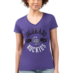 Purple Colorado Rockies G-III 4Her by Carl Banks Women's Super-Slim Fit Lightweight City Graphic V-Neck T-Shirt