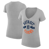 Heather Gray Detroit Tigers G-III 4Her by Carl Banks Women's Super-Slim Fit Lightweight City Graphic V-Neck T-Shirt