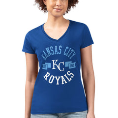 Royal Kansas City Royals G-III 4Her by Carl Banks Women's Super-Slim Fit Lightweight City Graphic V-Neck T-Shirt