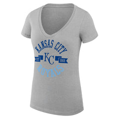Heather Gray Kansas City Royals G-III 4Her by Carl Banks Women's Super-Slim Fit Lightweight City Graphic V-Neck T-Shirt