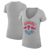 Heather Gray Philadelphia Phillies G-III 4Her by Carl Banks Women's Super-Slim Fit Lightweight City Graphic V-Neck T-Shirt