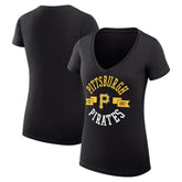 Black Pittsburgh Pirates G-III 4Her by Carl Banks Women's Super-Slim Fit Lightweight City Graphic V-Neck T-Shirt