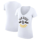 White San Diego Padres G-III 4Her by Carl Banks Women's Super-Slim Fit Lightweight City Graphic V-Neck T-Shirt