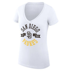 White San Diego Padres G-III 4Her by Carl Banks Women's Super-Slim Fit Lightweight City Graphic V-Neck T-Shirt