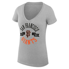 Heather Gray San Francisco Giants G-III 4Her by Carl Banks Women's Super-Slim Fit Lightweight City Graphic V-Neck T-Shirt