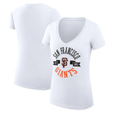 White San Francisco Giants G-III 4Her by Carl Banks Women's Super-Slim Fit Lightweight City Graphic V-Neck T-Shirt