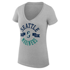 Heather Gray Seattle Mariners G-III 4Her by Carl Banks Women's Super-Slim Fit Lightweight City Graphic V-Neck T-Shirt
