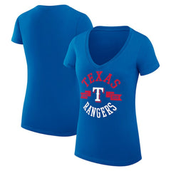 Royal Texas Rangers G-III 4Her by Carl Banks Women's Super-Slim Fit Lightweight City Graphic V-Neck T-Shirt