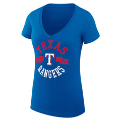 Royal Texas Rangers G-III 4Her by Carl Banks Women's Super-Slim Fit Lightweight City Graphic V-Neck T-Shirt