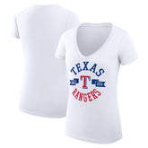 White Texas Rangers G-III 4Her by Carl Banks Women's Super-Slim Fit Lightweight City Graphic V-Neck T-Shirt