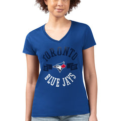 Royal Toronto Blue Jays G-III 4Her by Carl Banks Women's Super-Slim Fit Lightweight City Graphic V-Neck T-Shirt