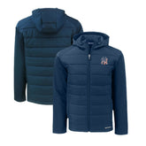 Navy New York Yankees Cutter & Buck Stars & Stripes Evoke Hybrid Eco Softshell Recycled Full-Zip Hoodie Jacket