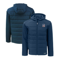 Navy New York Yankees Cutter & Buck Stars & Stripes Evoke Hybrid Eco Softshell Recycled Full-Zip Hoodie Jacket
