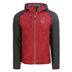 Heather Red/Heather Charcoal Cleveland Guardians Cutter & Buck Stars & Stripes Mainsail Sweater-Knit Full-Zip Hoodie