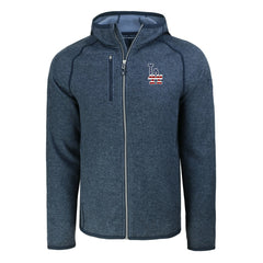 Heather Navy Los Angeles Dodgers Cutter & Buck Stars & Stripes Mainsail Sweater-Knit Full-Zip Hoodie