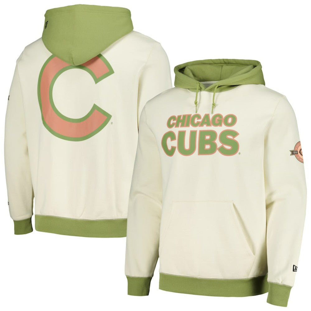 Cream/Green Chicago Cubs New Era Color Pop Pullover Hoodie