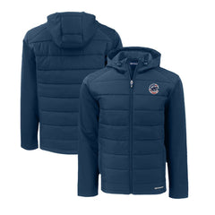 Navy Chicago Cubs Cutter & Buck Stars & Stripes Big & Tall Evoke Hybrid Eco Softshell Recycled Full-Zip Hoodie Jacket