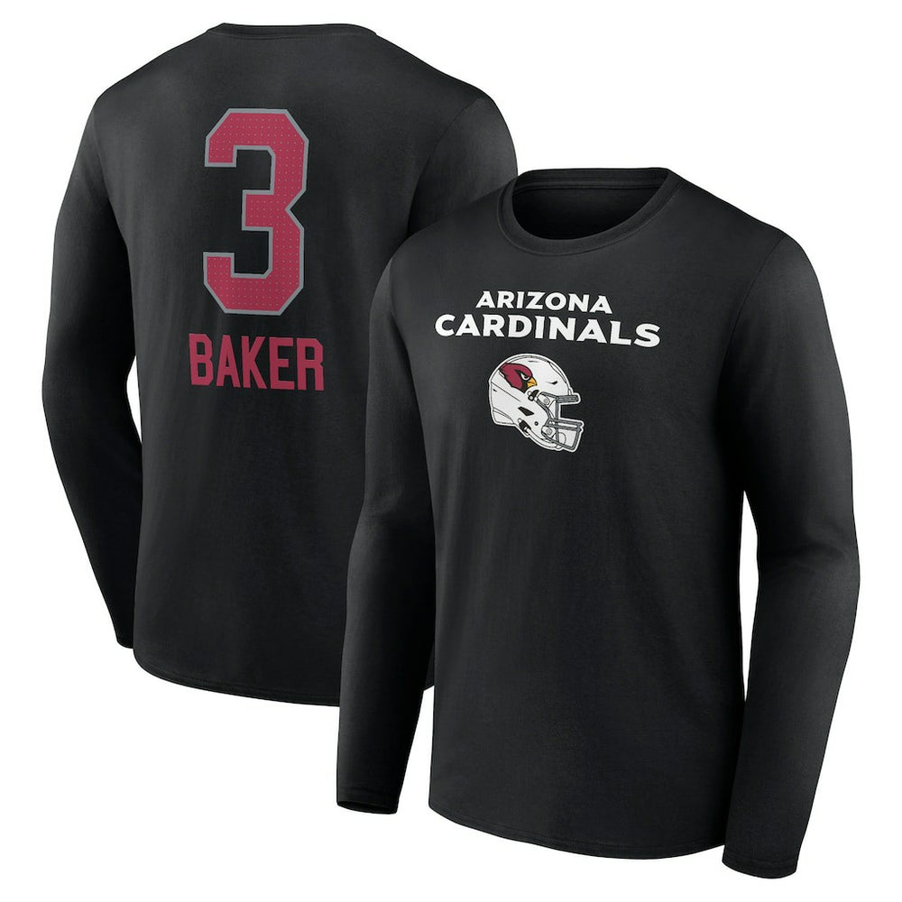 Budda Baker Team Wordmark Player Name & Number Long Sleeve T-Shirt - Arizona Cardinals T-shirts
