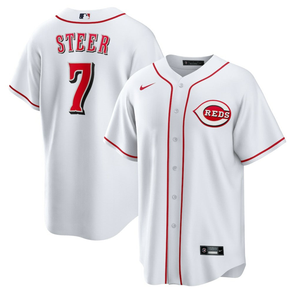 White Spencer Steer Cincinnati Reds Nike Home Replica Jersey