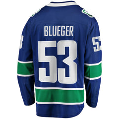 NHL Teddy Blueger Vancouver Canucks Fanatics Home Breakaway Jersey
