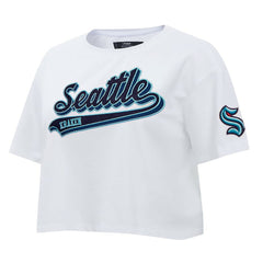 NHL Seattle Kraken Pro Standard Women's Boxy Script Tail Cropped T-Shirt