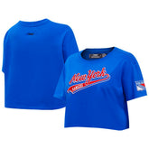 NHL New York Rangers Pro Standard Women's Boxy Script Tail Cropped T-Shirt