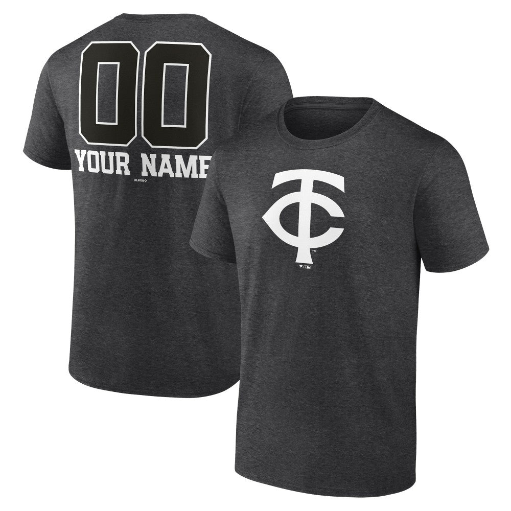 Charcoal Minnesota Twins Personalized Monochrome Name & Number T-Shirt