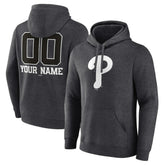 Charcoal Philadelphia Phillies Personalized Monochrome Name & Number Pullover Hoodie