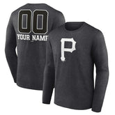 Charcoal Pittsburgh Pirates Personalized Monochrome Name & Number Long Sleeve T-Shirt