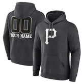 Charcoal Pittsburgh Pirates Personalized Monochrome Name & Number Pullover Hoodie
