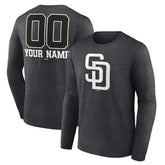 Charcoal San Diego Padres Personalized Monochrome Name & Number Long Sleeve T-Shirt