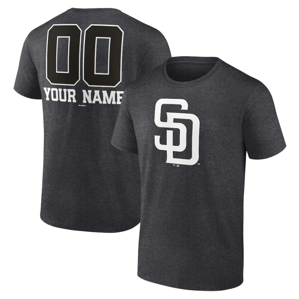 Charcoal San Diego Padres Personalized Monochrome Name & Number T-Shirt